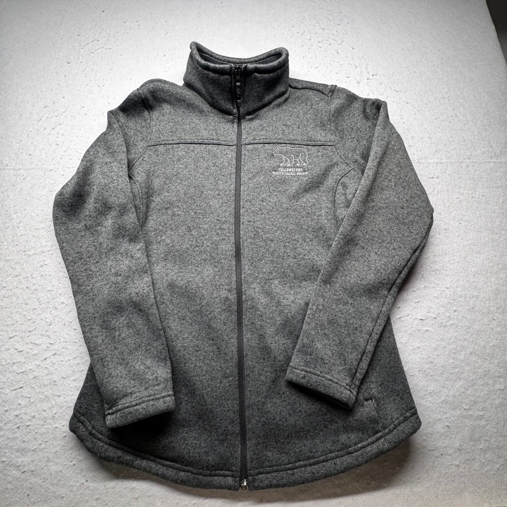 Columbia Jacket Womens XL Gray Yellowstone National Park Sweater Fleece Full Zip